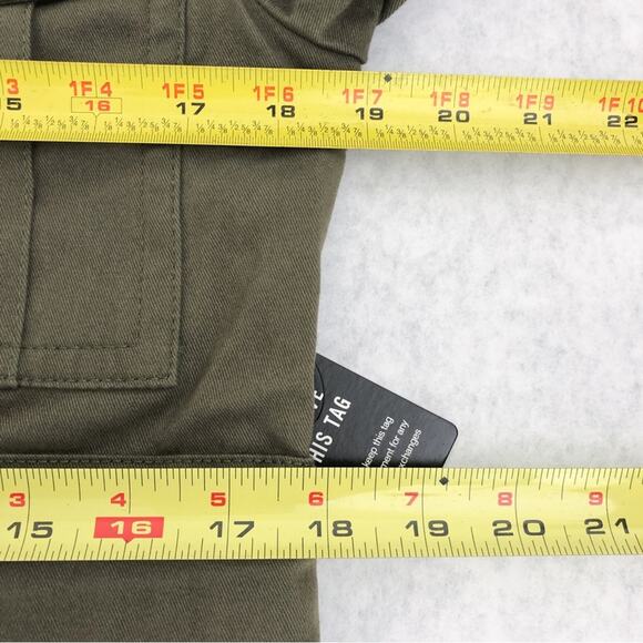 Express Utility Jacket Belt Pockets Oversized Cotton Twill Stretch Size XS Olive - Picture 12 of 16